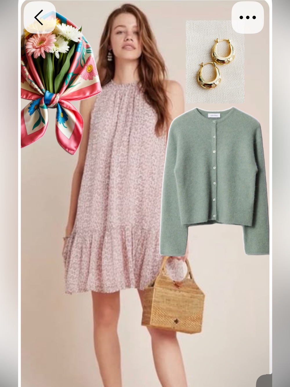 By Anthropologie Natalie Cream Pink Floral Tiered Midi Dress Tunic Boho XS